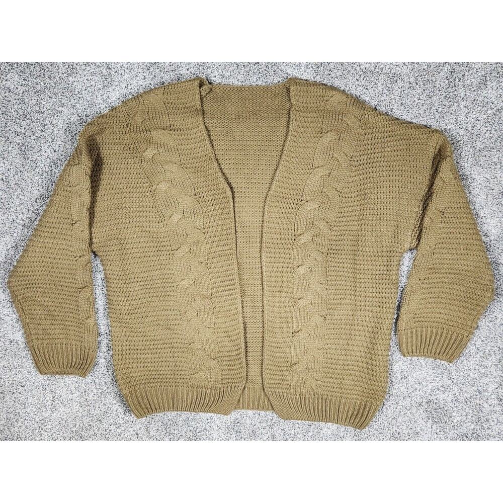 Open Front Long Sleeve Chunky Knit Cardigan Sweater Loose Womens Size Large